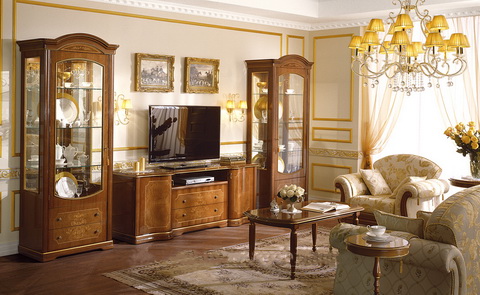 коллекция флориана, гостиная из массива, витрина, тумба тв, стол журнальный